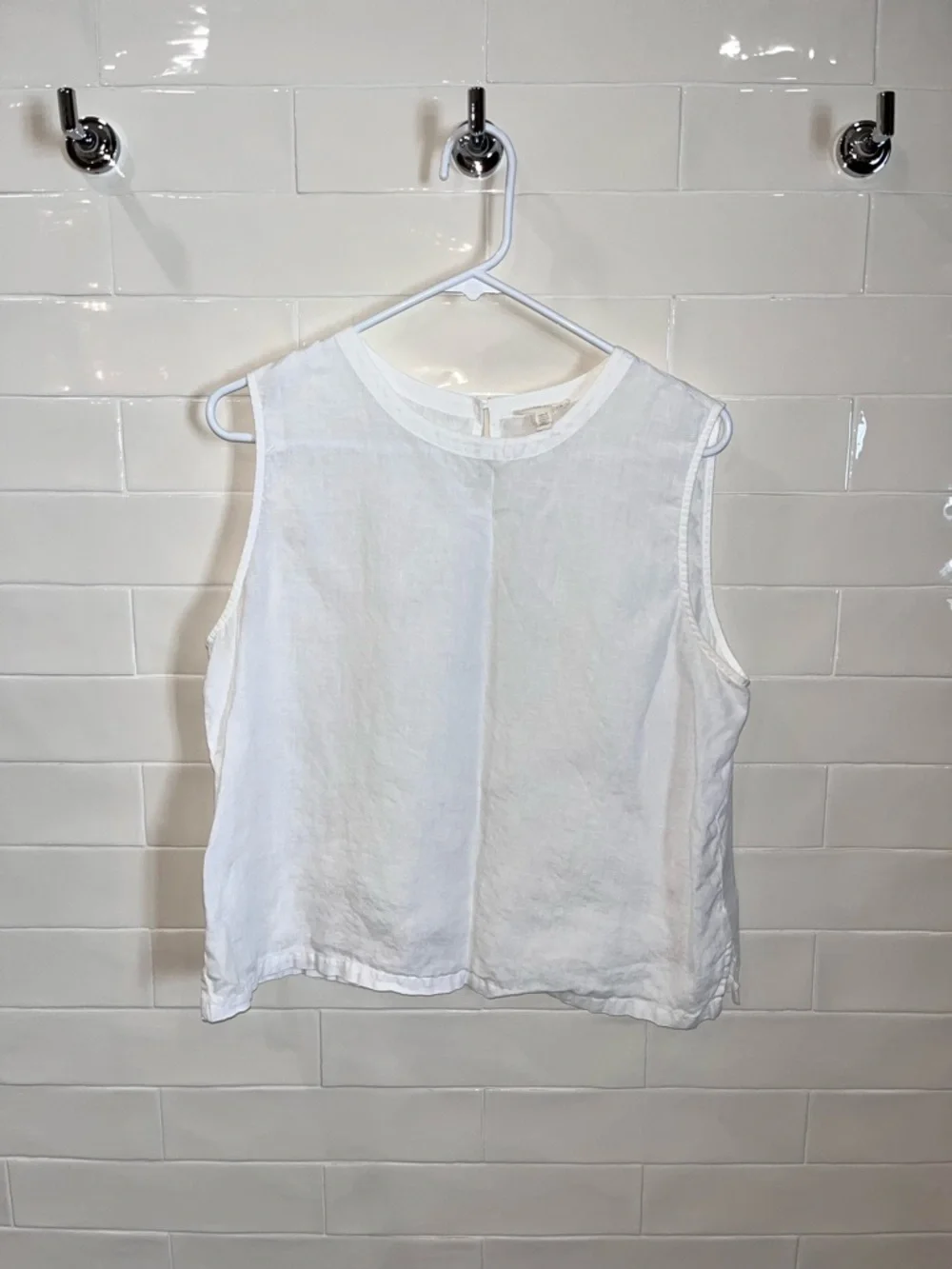 Eileen Fisher White Linen Shell Tank Sz Medium - Picture 2 of 6
